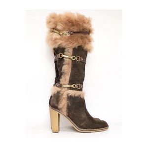 COACH “Jessica” Suede & Faux Fur heeled Booths - Size 7.5 B